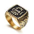 Promotional Gift Custom Antique Gold Plated Men Black Ring Stainless Steel Exquisite Rings